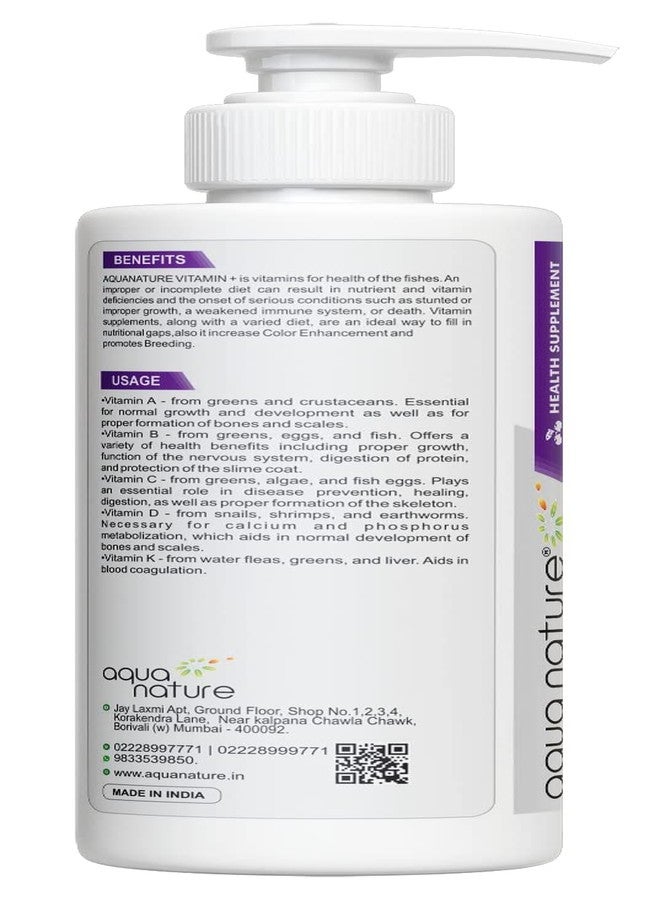 الطبيعة المائية مكمل غذائي AquaNature® Vitamin+ لتعزيز صحة ولون أسماك المياه العذبة والمالحة (120 مل) - Image 2